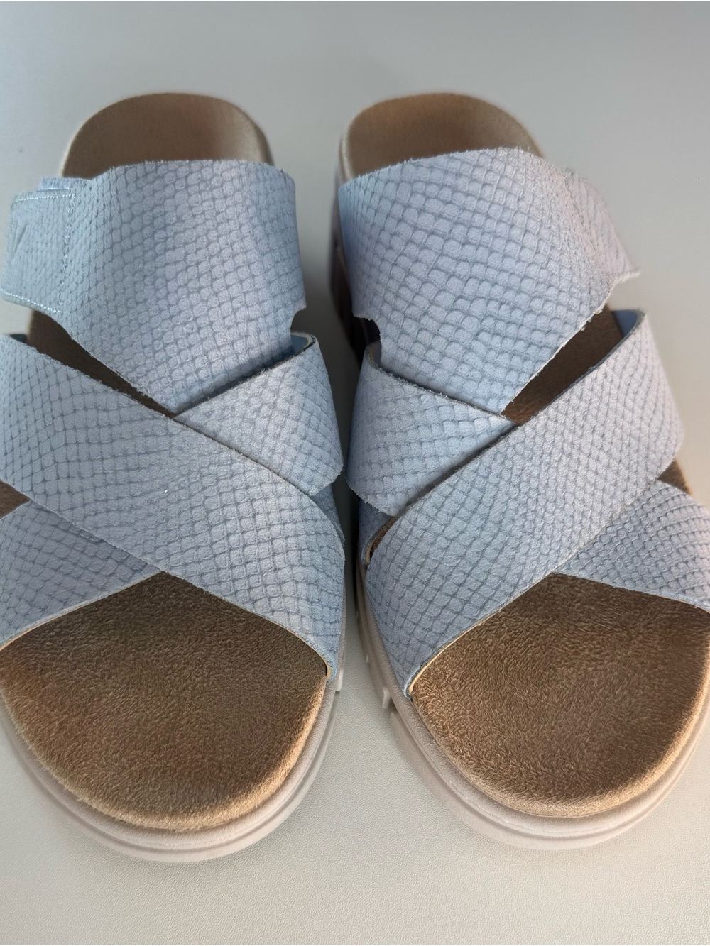 Vionic Uptown Sunset Women’s Sandals Size 9 Blue Mist Nubuck Platform Slide